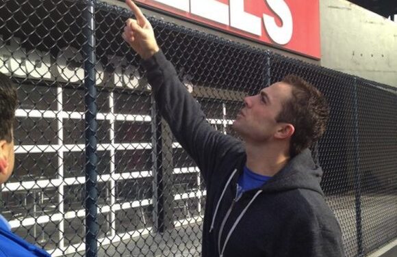 Wright Checks Out The New Wall At Citi Field