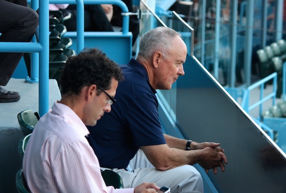Sandy Alderson and Paul DePodesta visited MCU Park Wednesday night, likely to check out first-round pick Michael Conforto. (Photo by Jim Mancari)