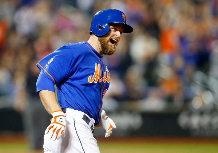 Lucas Duda reacts after hitting a walk-off home run in the 9th inning. Photo credit: Jim McIsaac, Getty Images