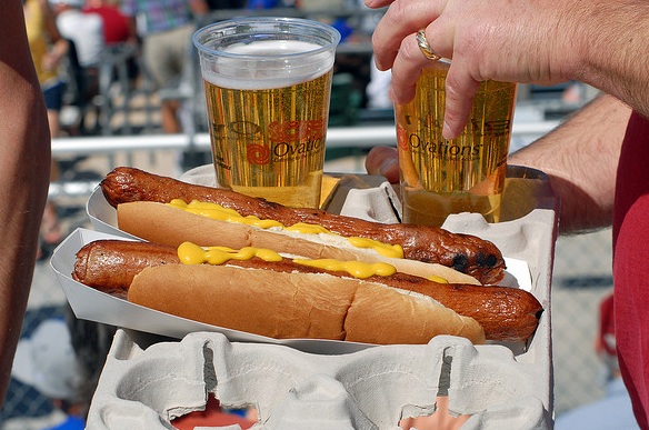 beer hot dog baseball