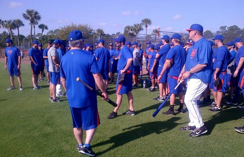 Wally Backman leads this morning's workouts.