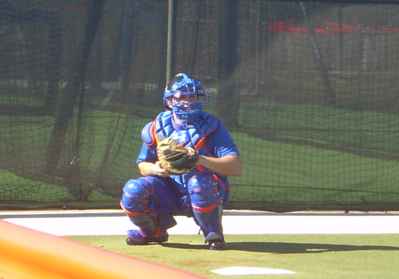 Travis d'Arnaud is ready to receive some hard ones from Zack Wheeler and Matt Harvey. 