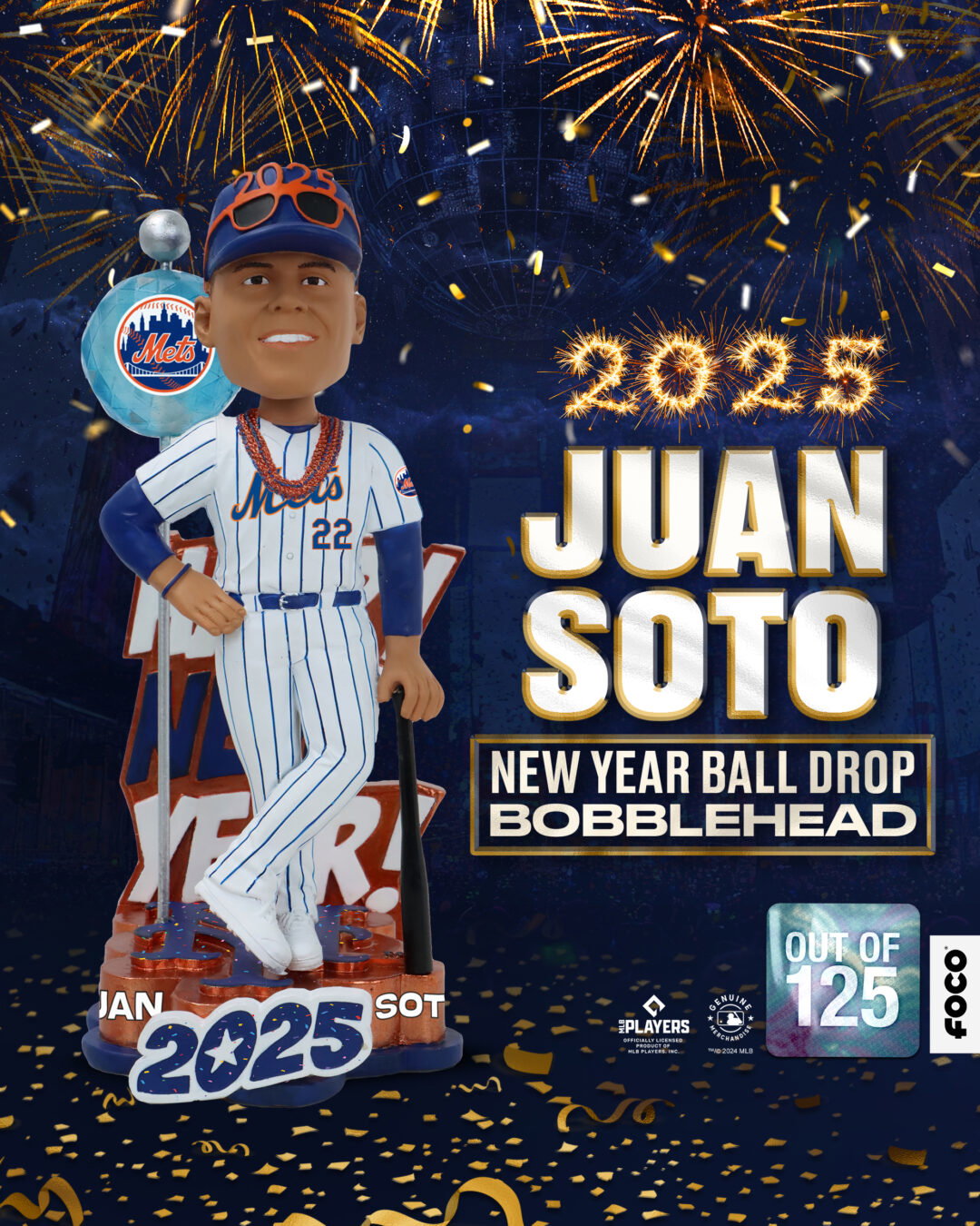 Drop Mets FOCO Releases Juan Soto 2025 New Year Ball Drop Bobblehead ...