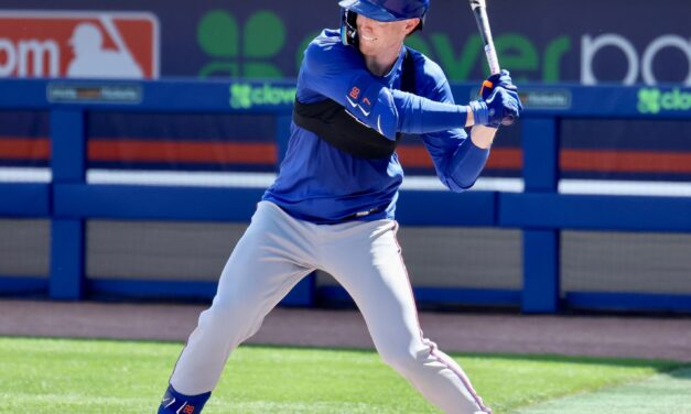 Baty Homers, Makes Right Field Debut